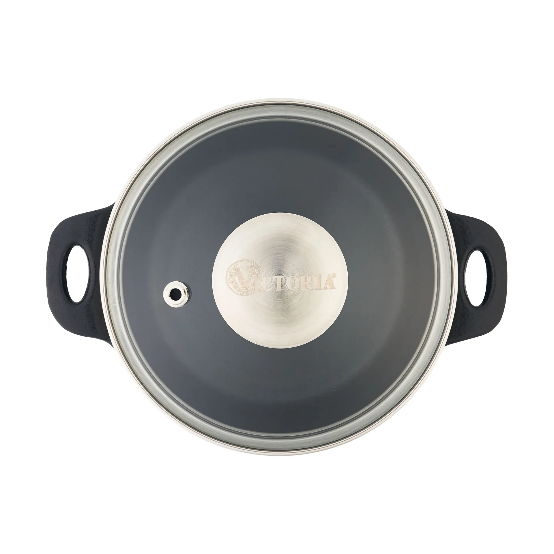 Victoria couvercle en verre avec bouton en acier, Ø14 cm Victoria