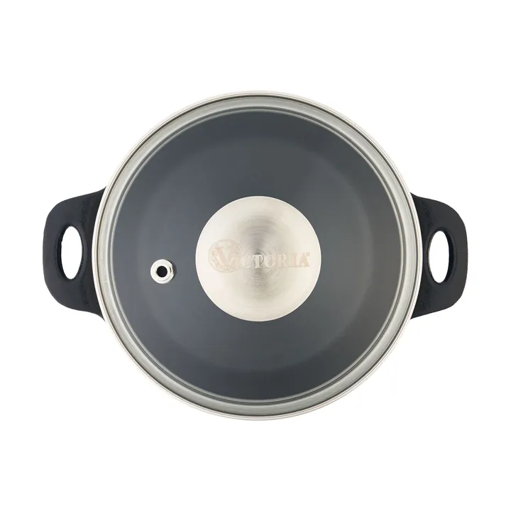 Victoria couvercle en verre avec bouton en acier - Ø14 cm - Victoria