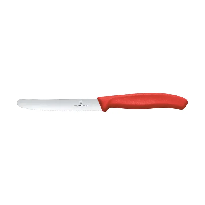 Couteau à saucisse/tomate Swiss Classic dentelé 11 cm - Rouge - Victorinox