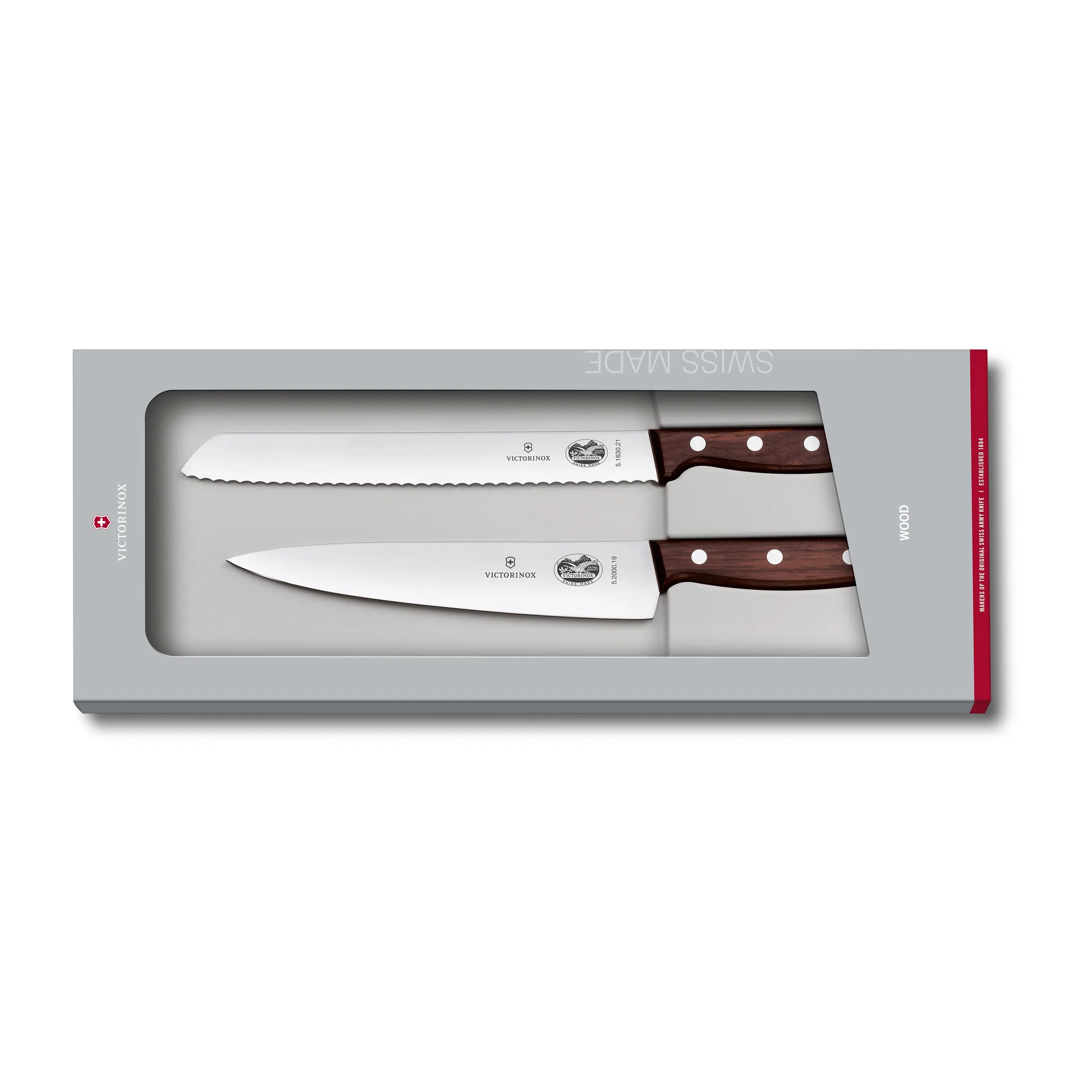 Set de couteau à pain et de cuisine Wood, Acier inoxydable-érable Victorinox