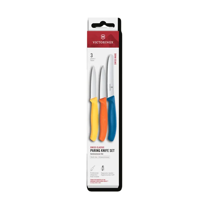 Set de couteaux d'office Victorinox Swiss Classic 3 pièces - Jaune-orange-bleu - Victorinox
