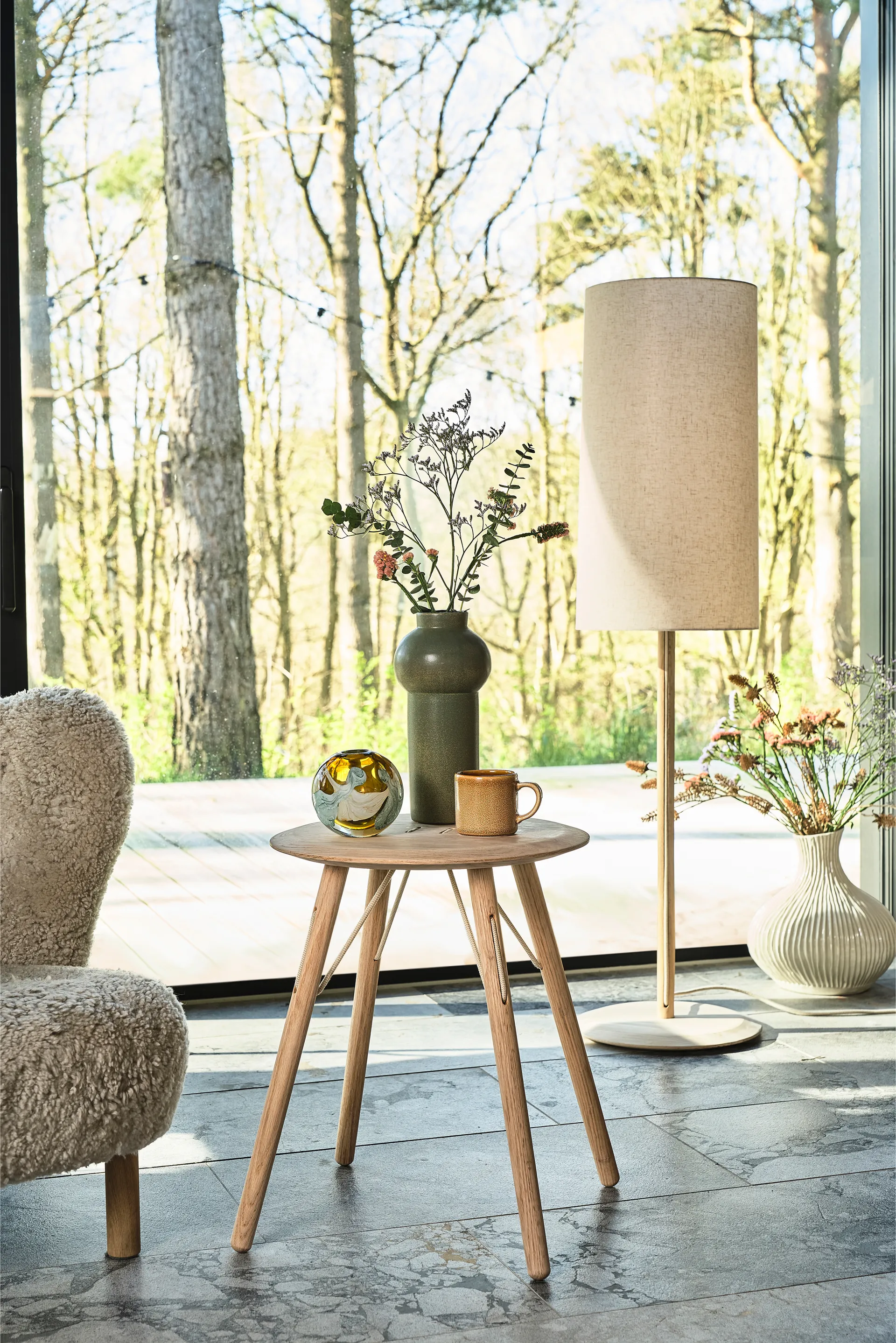 Barv tabouret rond 45xØ37,7 cm, Chêne massif non traité Villa Collection
