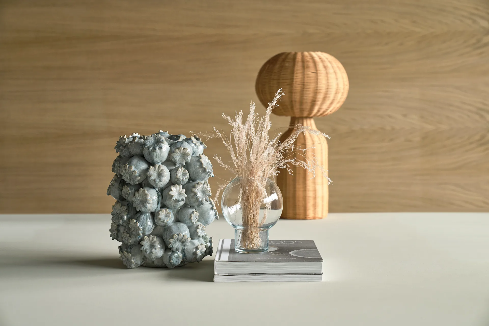 Lampe de table en rotin naturel Vinka Ø30, Natur Villa Collection