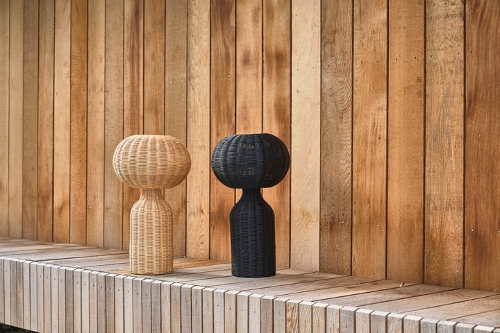 Lampe de table en rotin Werna Ø30, Noir Villa Collection