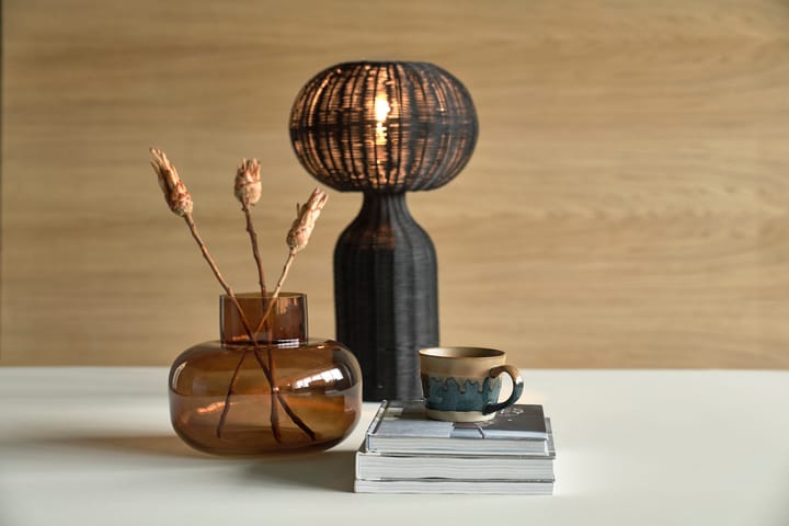 Lampe de table en rotin Werna Ø30, Noir Villa Collection