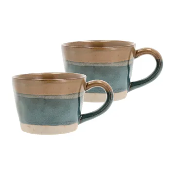 Mug à anse Evig 30 cl, lot de 2 - Bleu-marron - Villa Collection