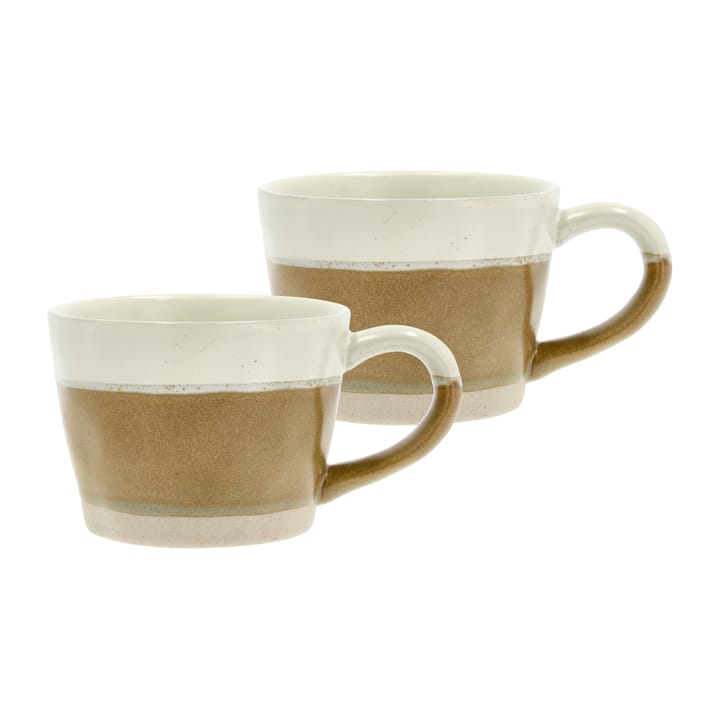 Mug à anse Evig 30 cl, lot de 2 - Marron-blanc crème - Villa Collection