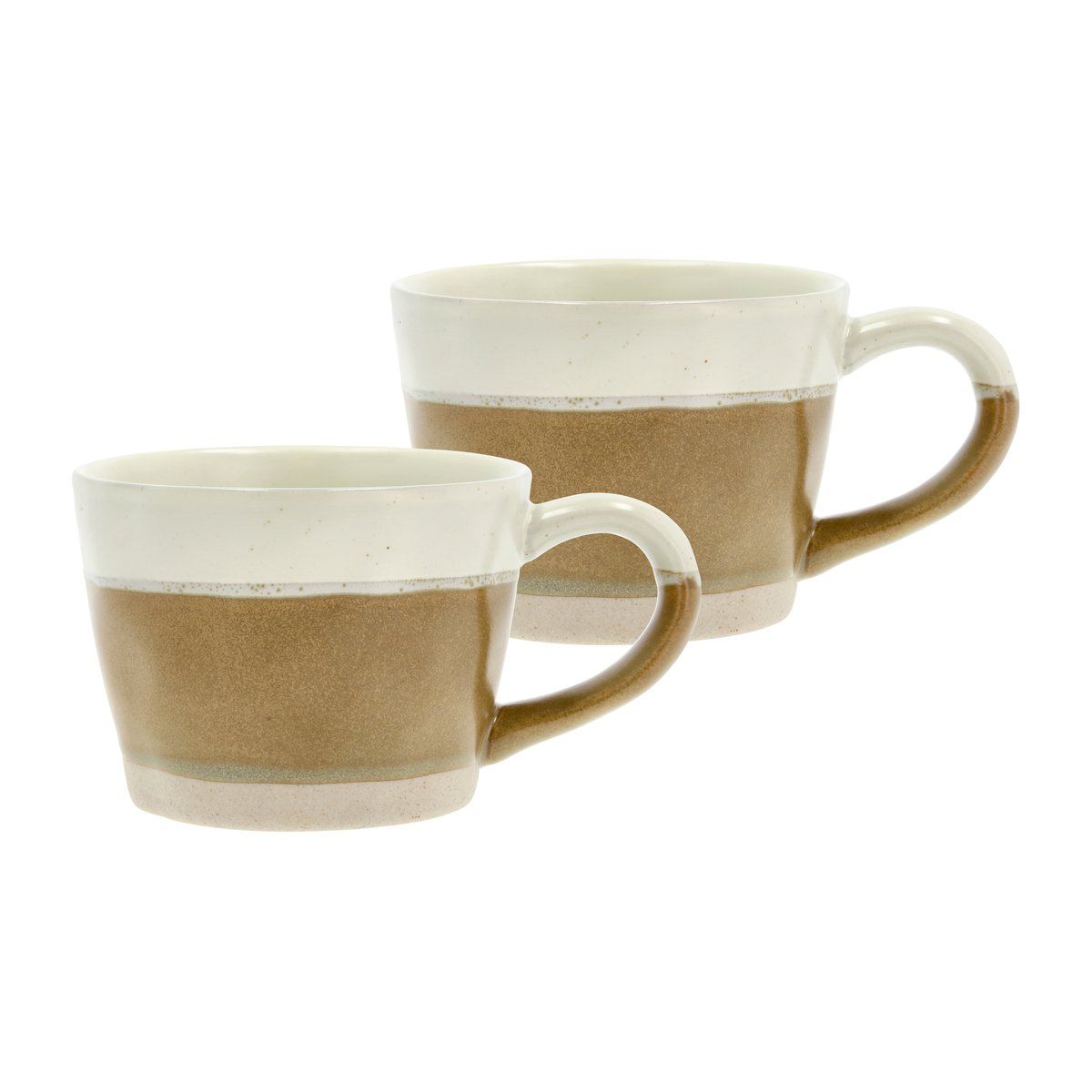 villa collection mug à anse evig 30 cl, lot de 2 marron-blanc crème