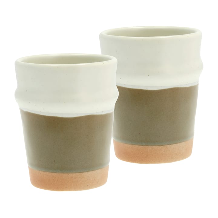 Mug Evig 35 cl, lot de 2 - Marron-blanc crème - Villa Collection