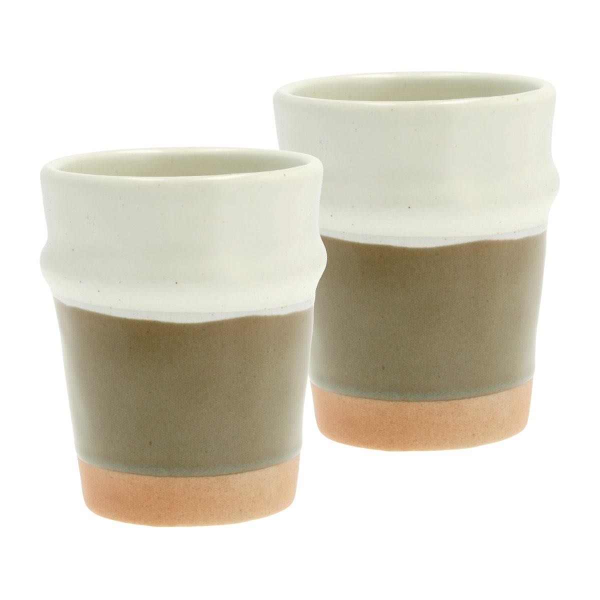 villa collection mug evig 35 cl, lot de 2 marron-blanc crème