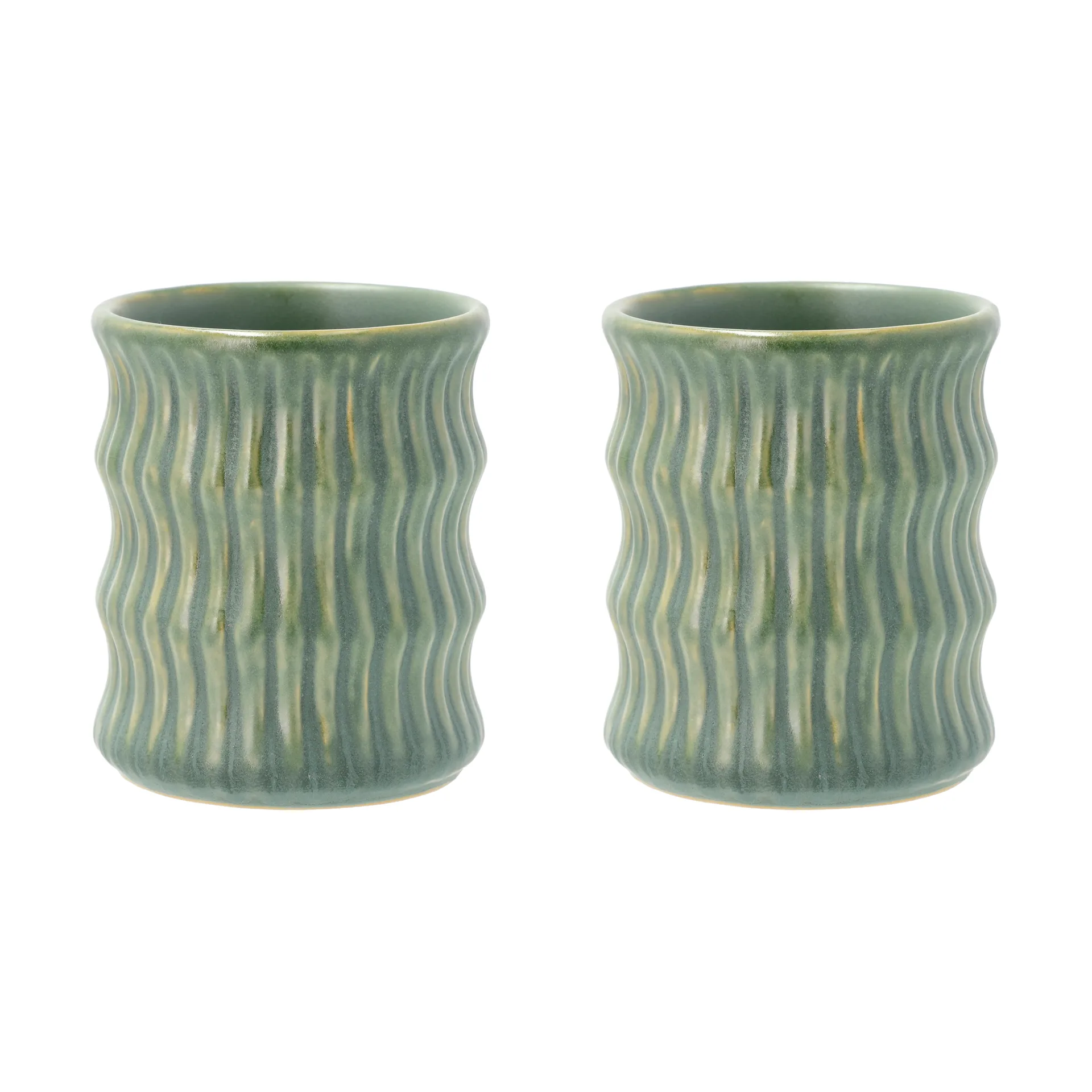Mug Styles avec motif cannelé 30 cl lot de 2, Vert Villa Collection