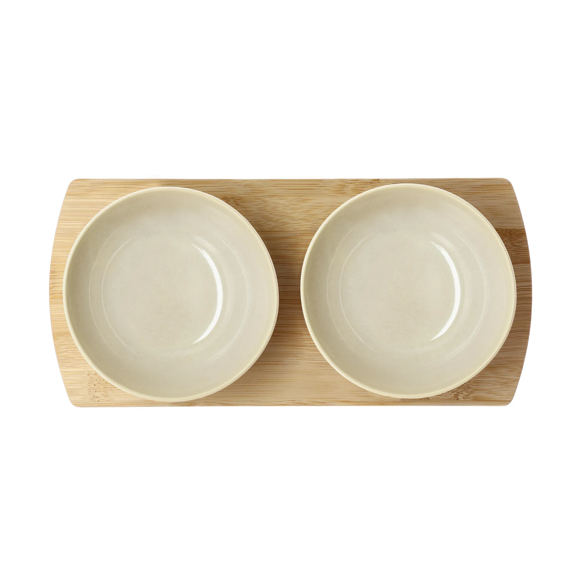Plateau en bambou Shoku avec 2 bols, Beige Villa Collection