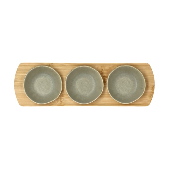 Plateau en bambou Shoku avec 3 bols, Pure Green Villa Collection