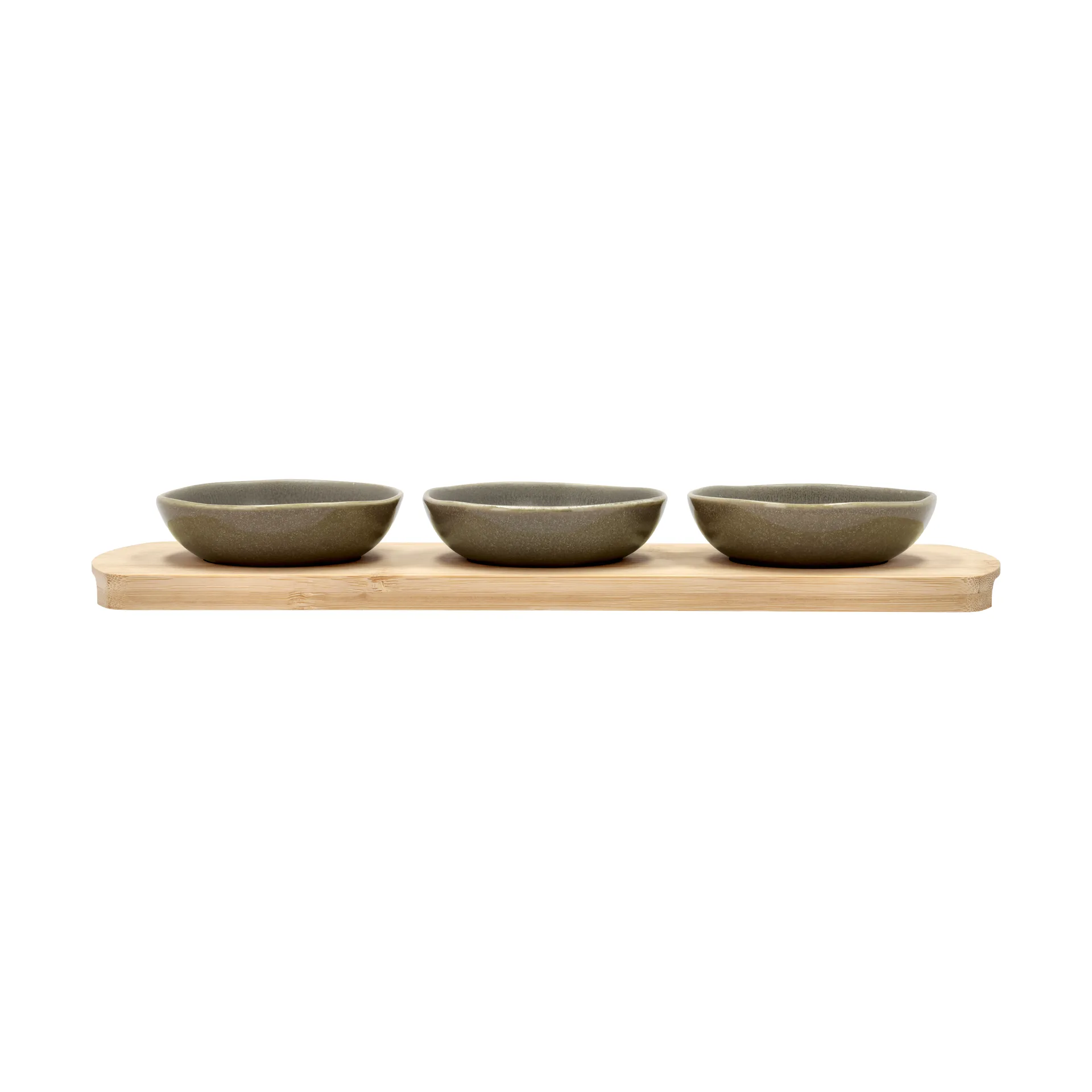 Plateau en bambou Shoku avec 3 bols, Warm Brown Villa Collection