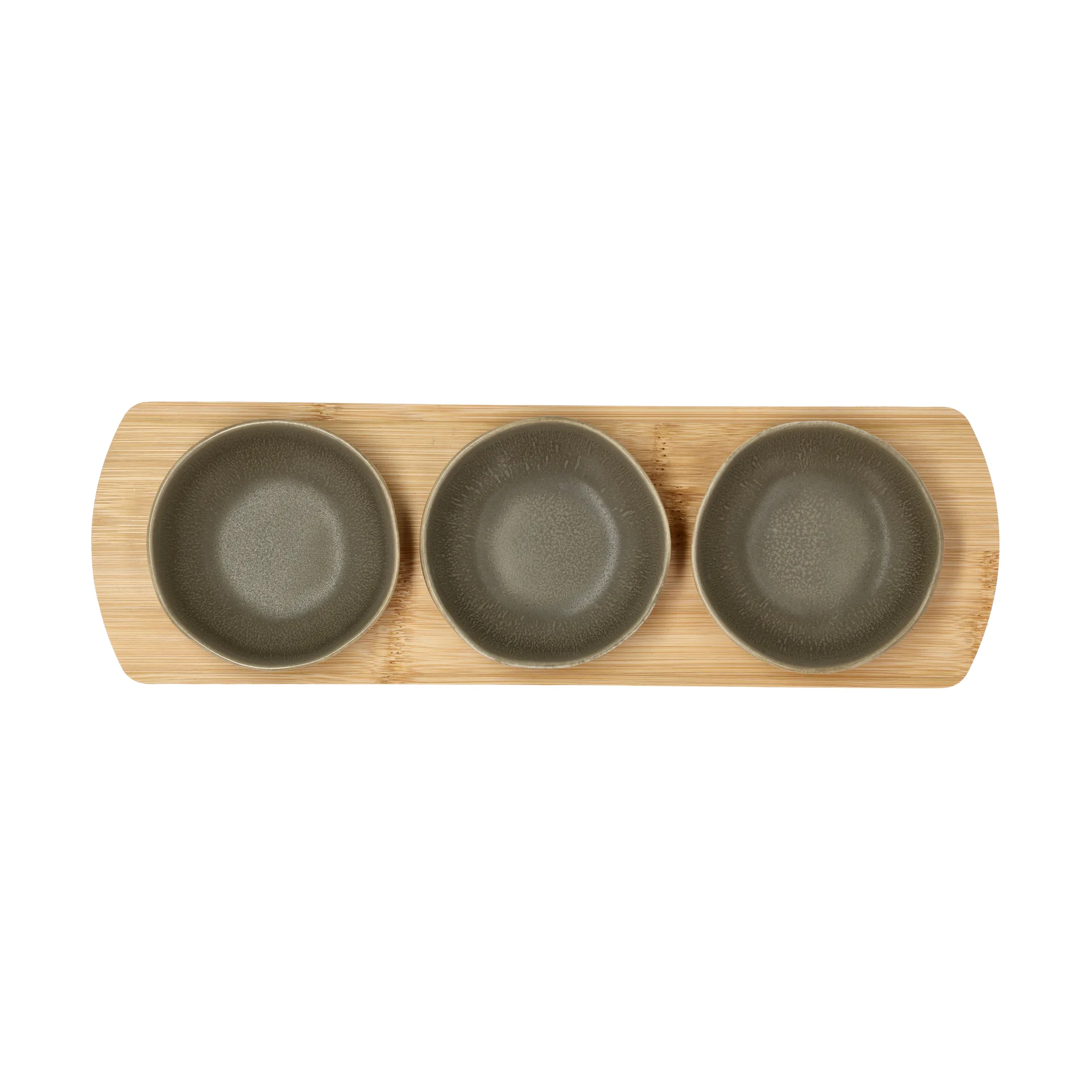 Plateau en bambou Shoku avec 3 bols, Warm Brown Villa Collection