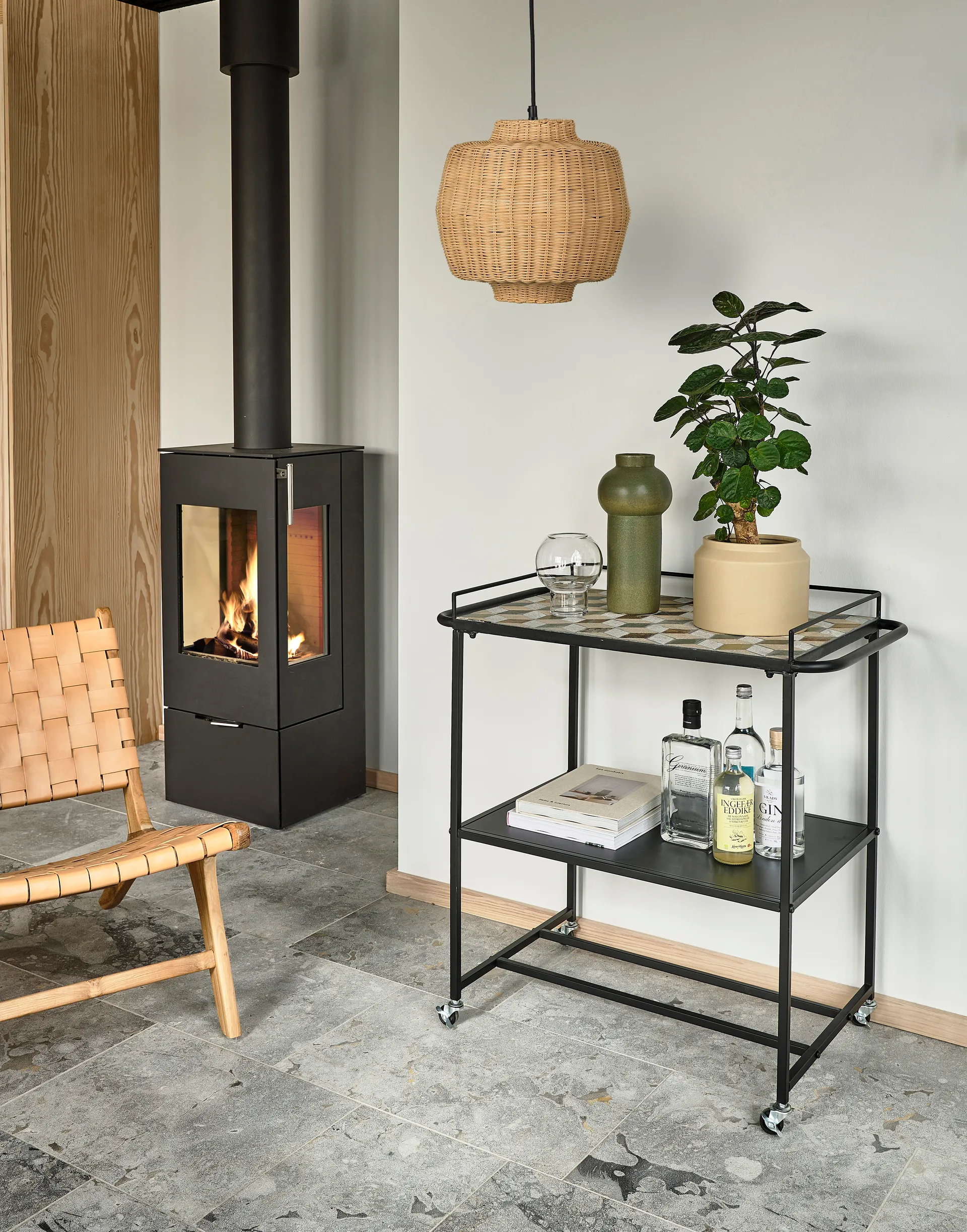 Suspension rotin naturel Vilna, Ø30cm Villa Collection