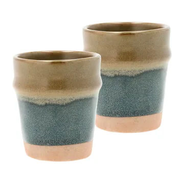 Tasse à expresso Evig 10 cl, lot de 2 - Bleu-marron - Villa Collection