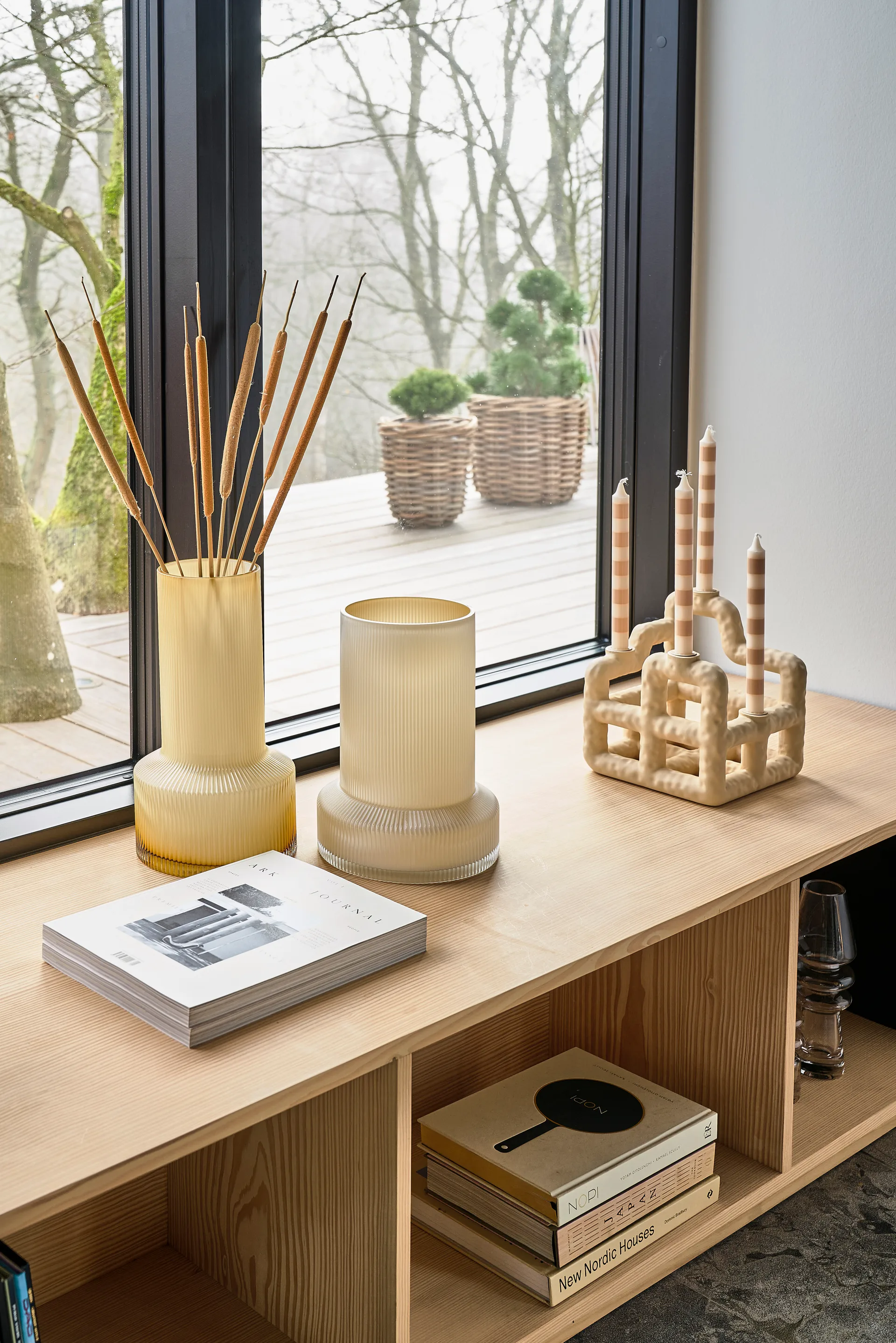 Vase en verre Hvils Ø21 cm, Blanc Villa Collection