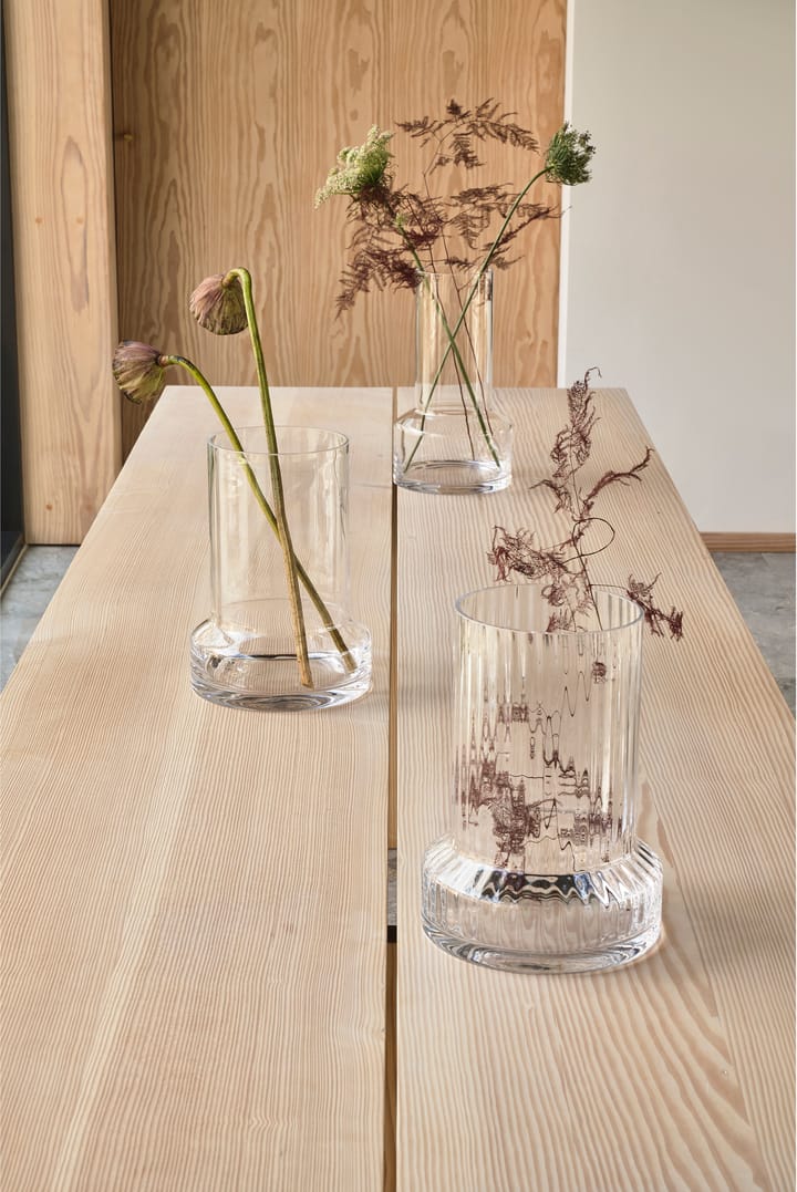 Vase en verre rainuré Hvils Ø21 cm, Clear Villa Collection