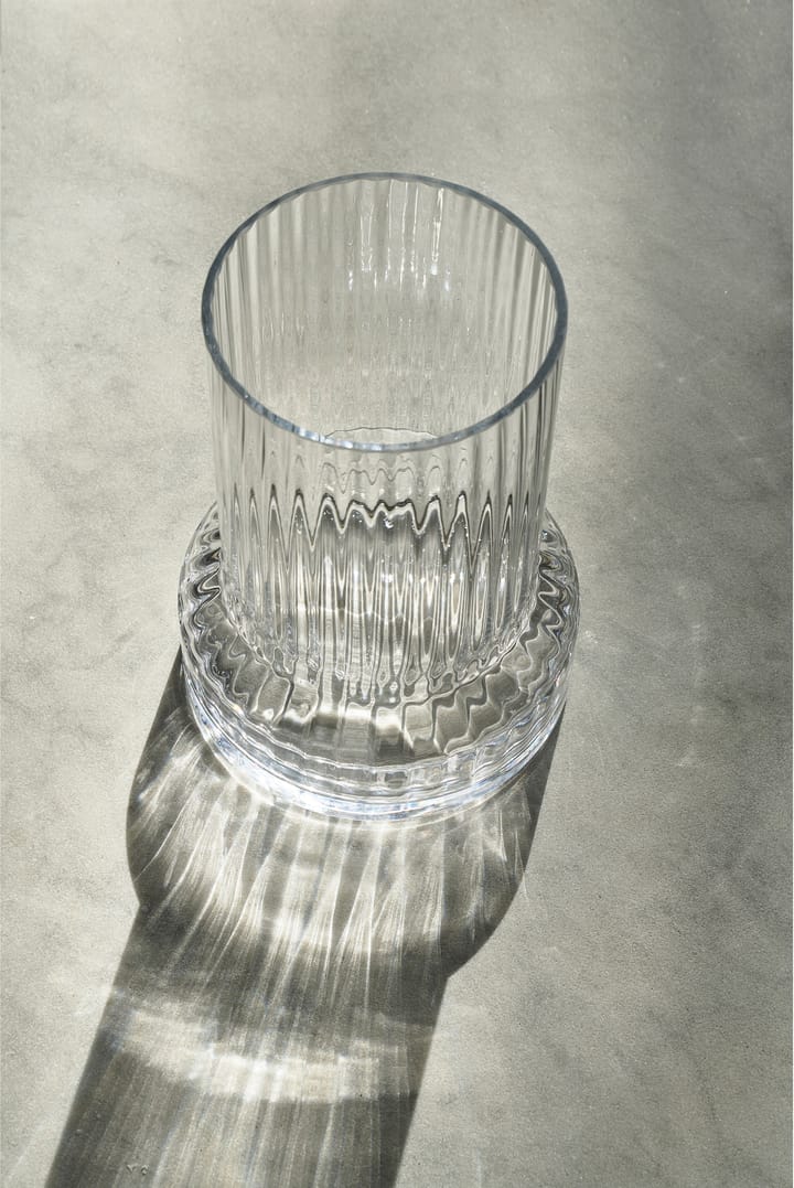 Vase en verre rainuré Hvils Ø21 cm - Clear - Villa Collection