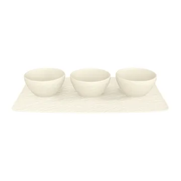 Bol à sauce Manufacture Rock 3 pièces avec plateau - Blanc - Villeroy & Boch