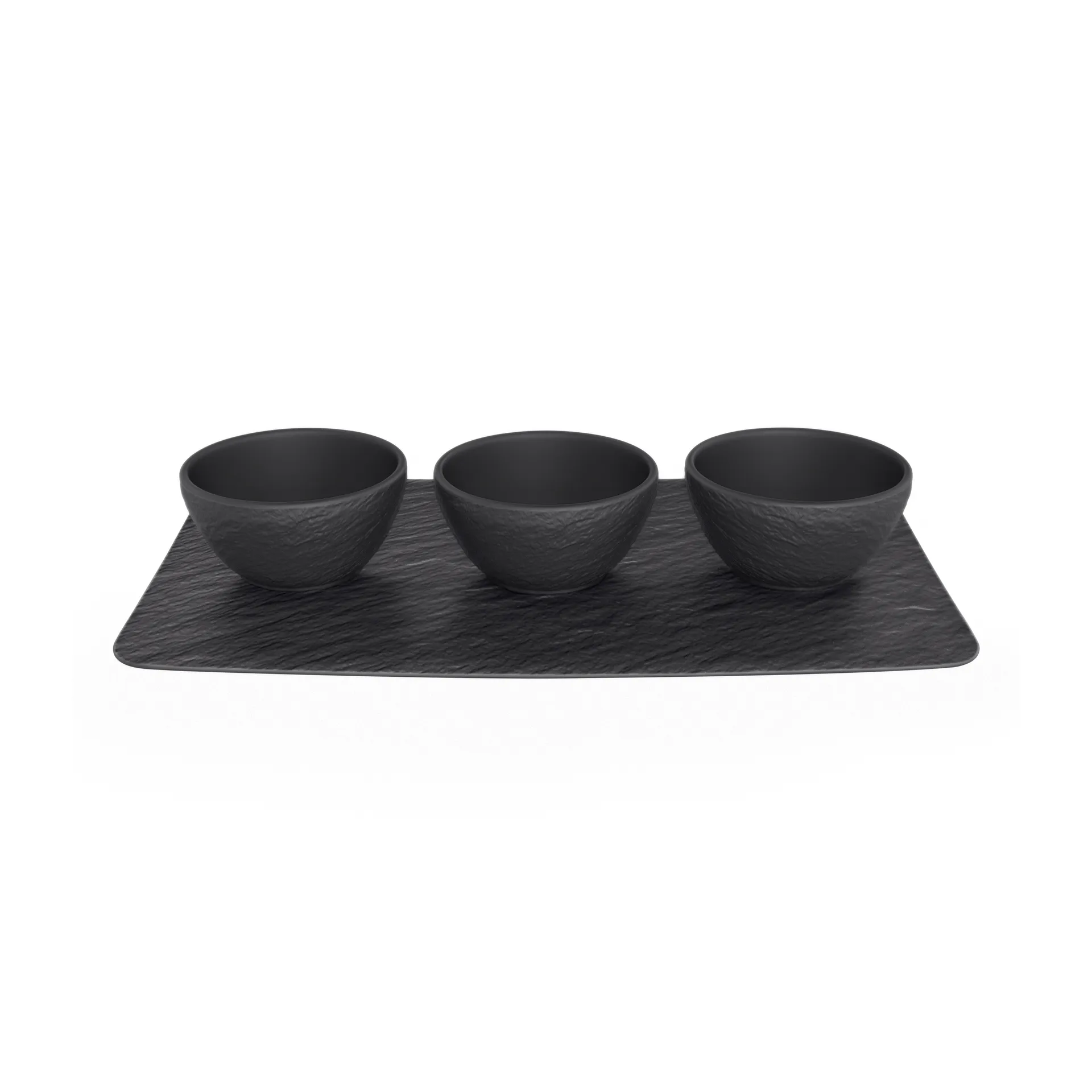 Bol à sauce Manufacture Rock 3 pièces avec plateau, Noir Villeroy & Boch