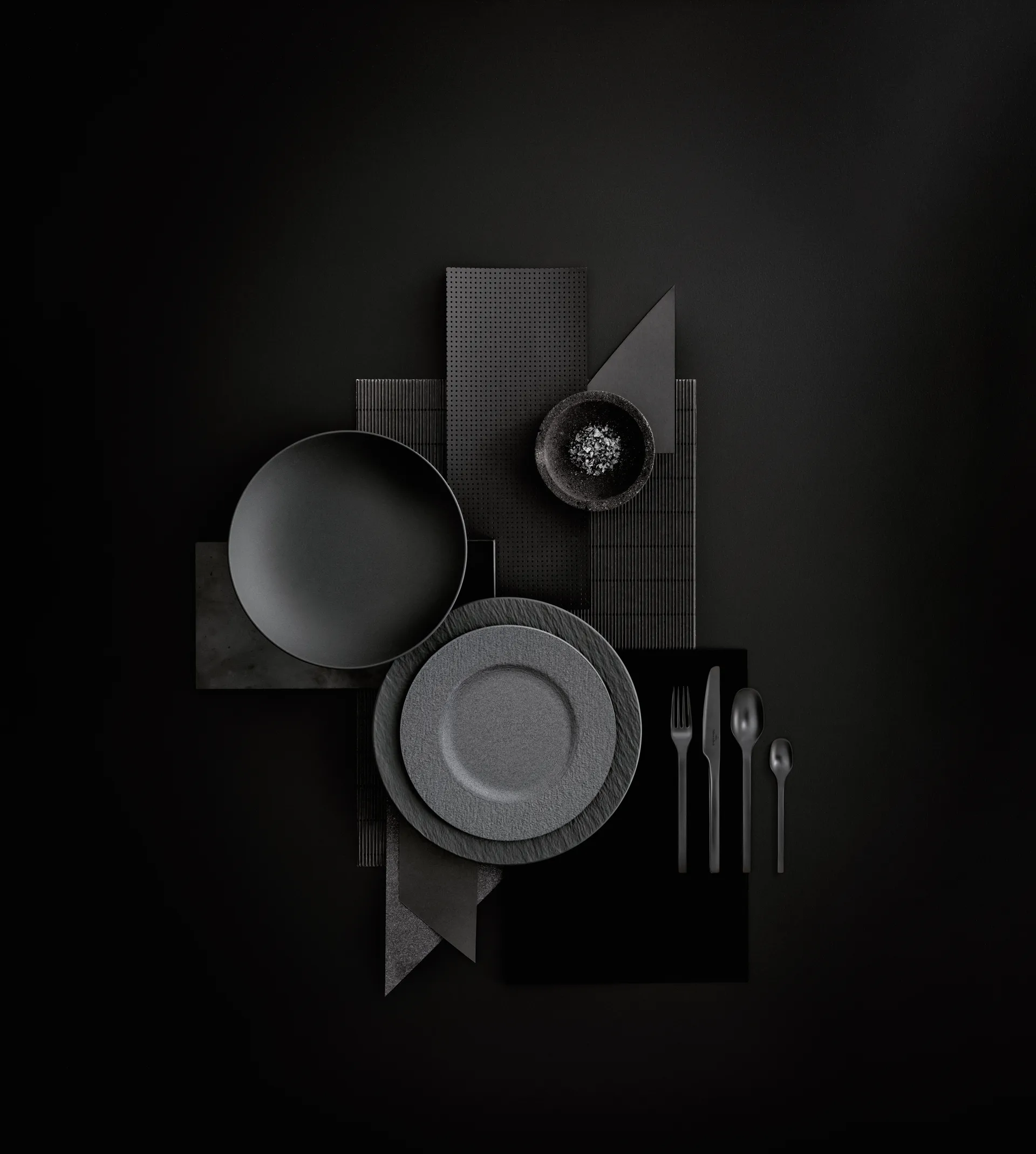Couverts Manufacture Rock 16 Pièces, Noir Villeroy & Boch