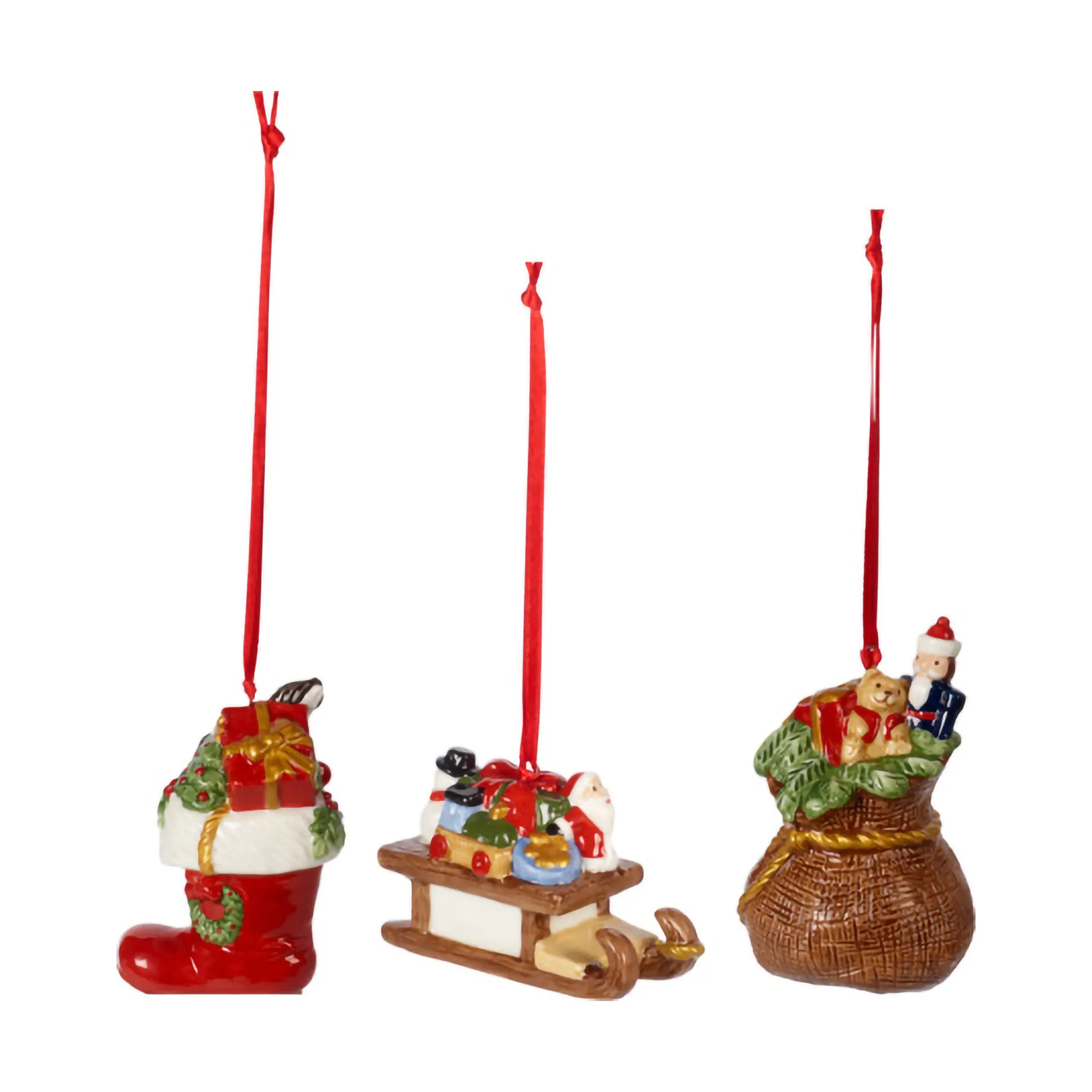 Décorations de sapin cadeaux Nostalgic, lot de 3, Rouge-brun Villeroy & Boch