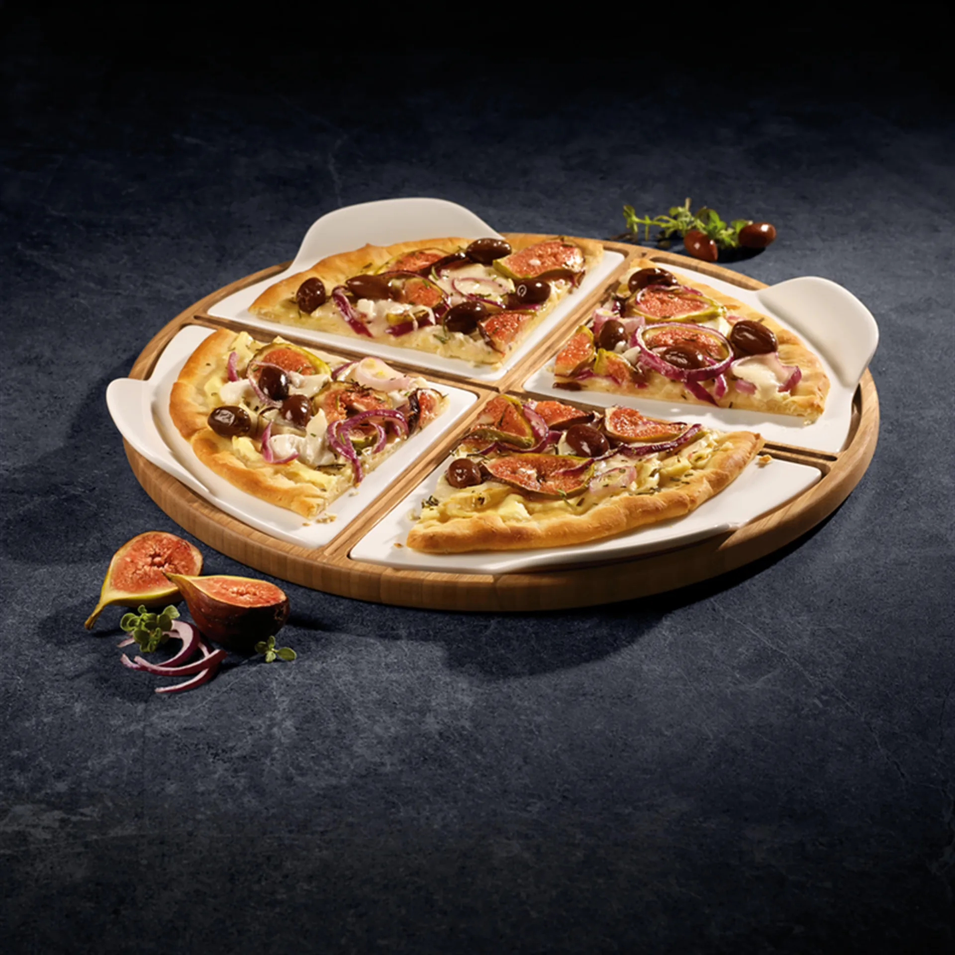 Plat à service Pizza Passion bambou, Rond, 5 Pièces Villeroy & Boch
