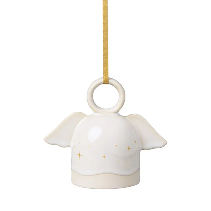 Déco Sapin de Noël Cimier Poupée Ange avec ailes et couronne Blanc et Doré