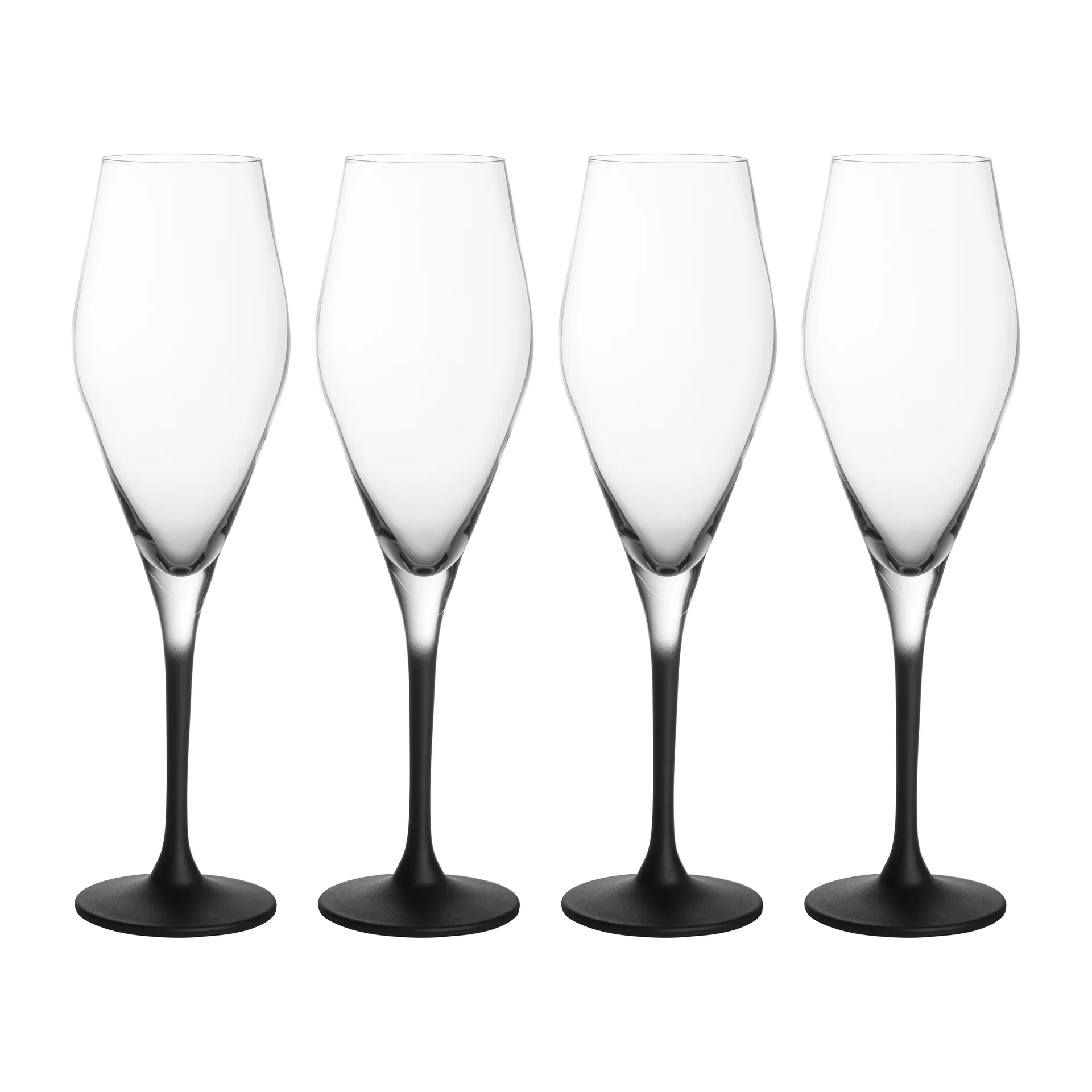 Verre à champagne Manufacture Rock 26 cl, lot de 4, Transparent-noir Villeroy & Boch