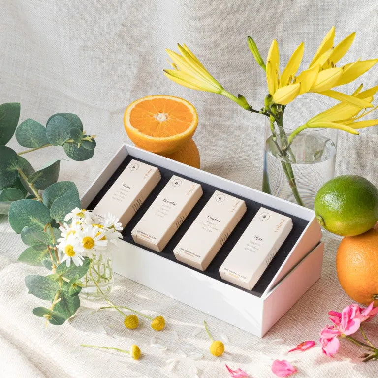 Le set relaxant aux huiles essentielles, 4 parfums Volant