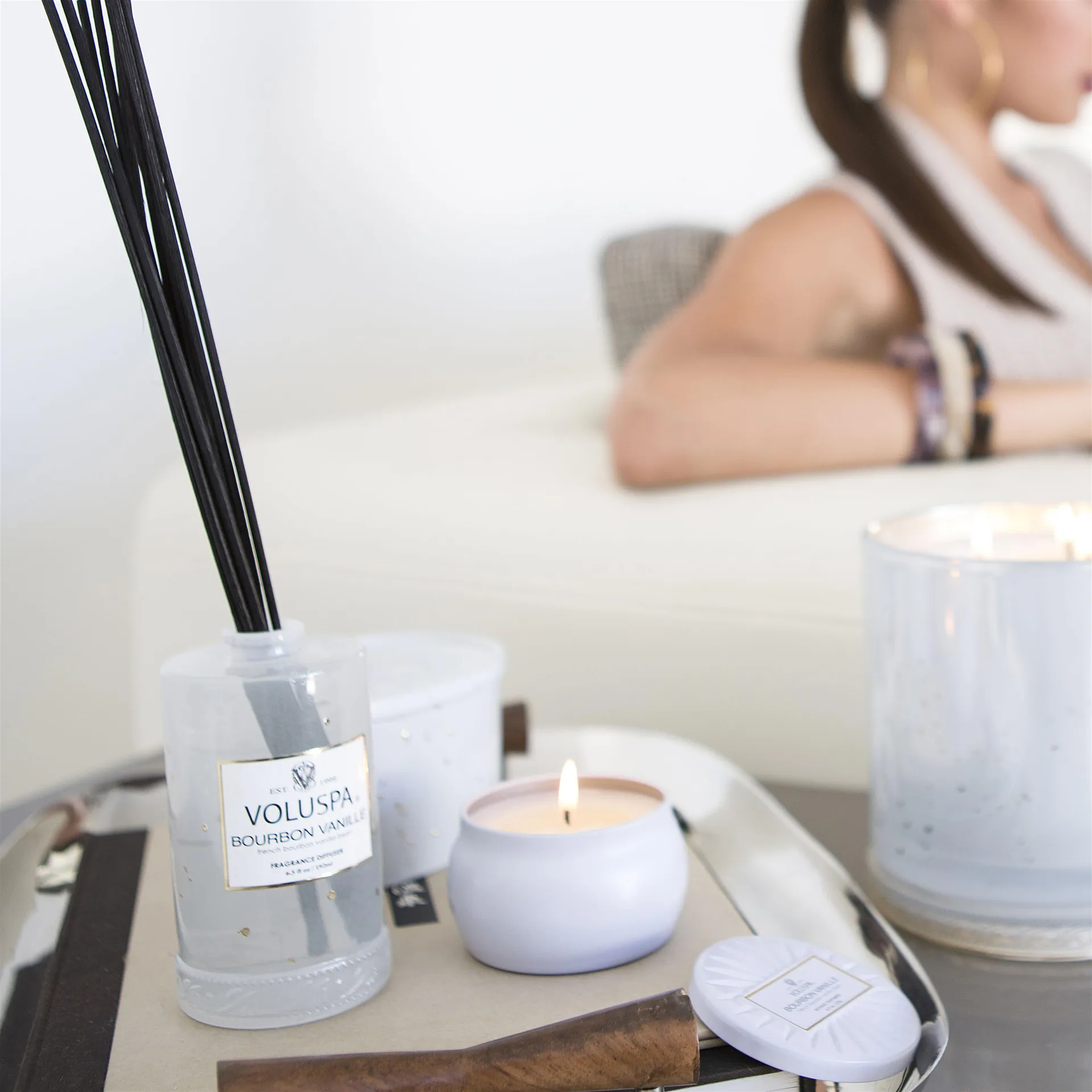 Bougie décorative étain 25 heures, Bourbon Vanille Voluspa