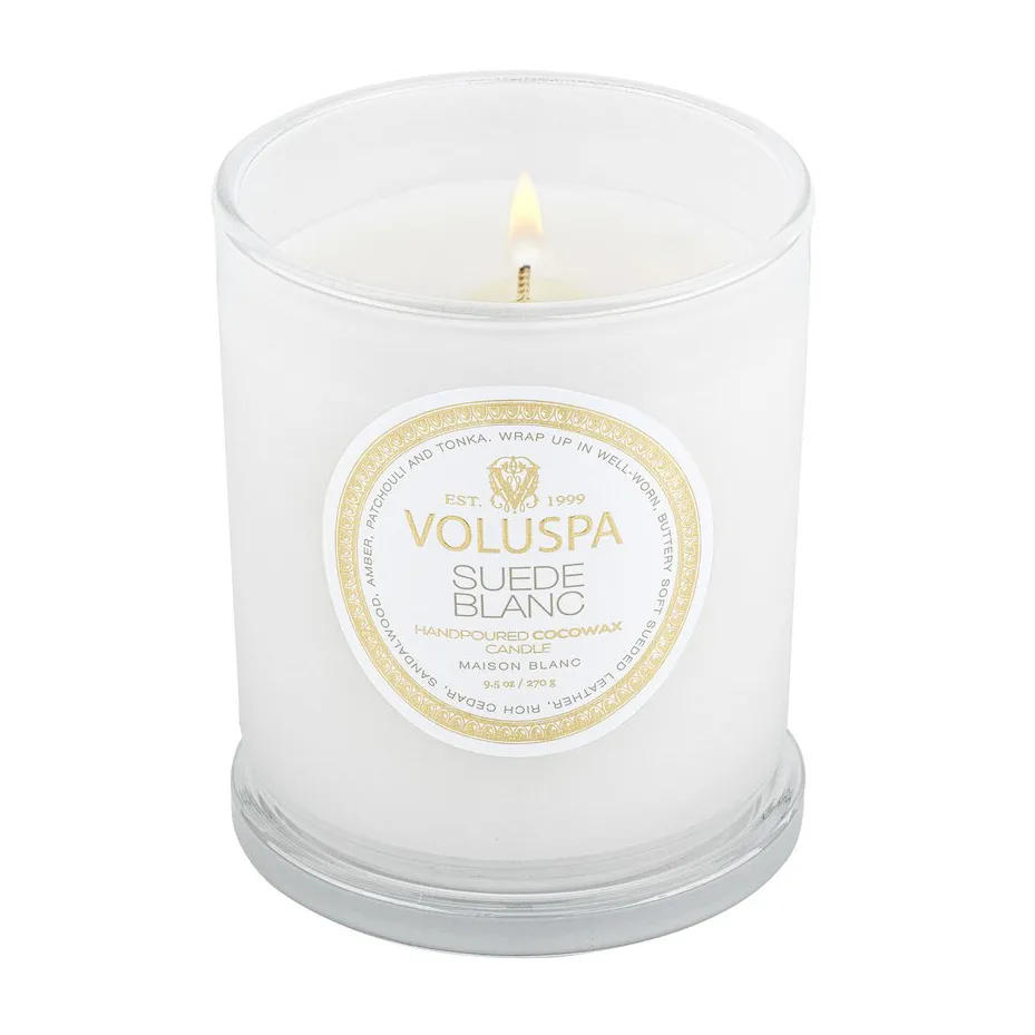 Bougie parfumée Classic Maison Blanc 60 heures, Suede Blanc Voluspa