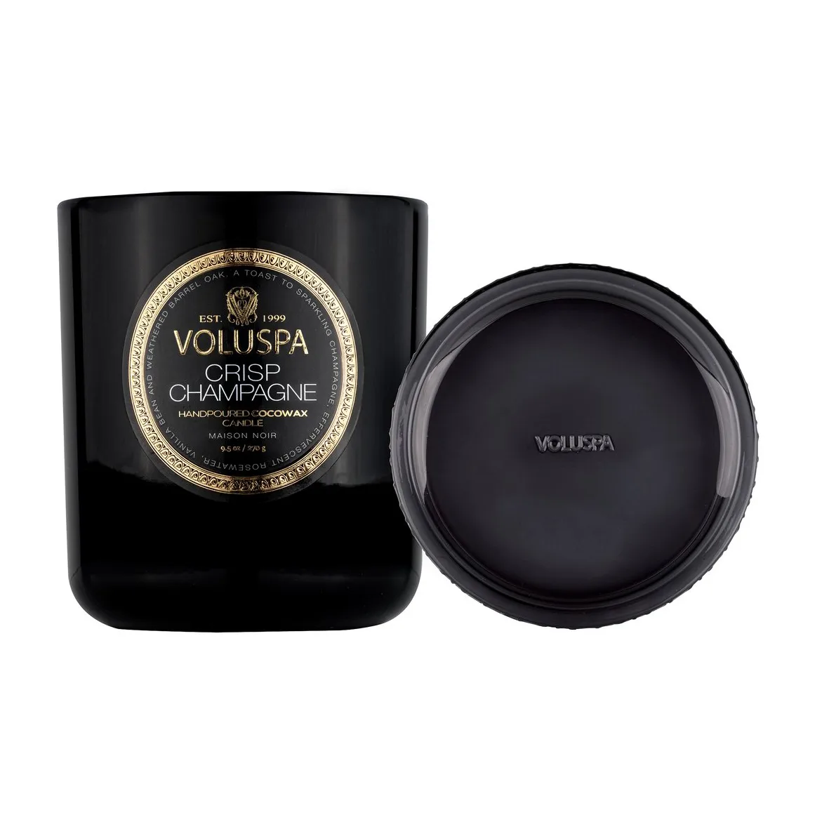 Bougie parfumée Classic Maison Noir 60 heures, Crisp Champagne Voluspa