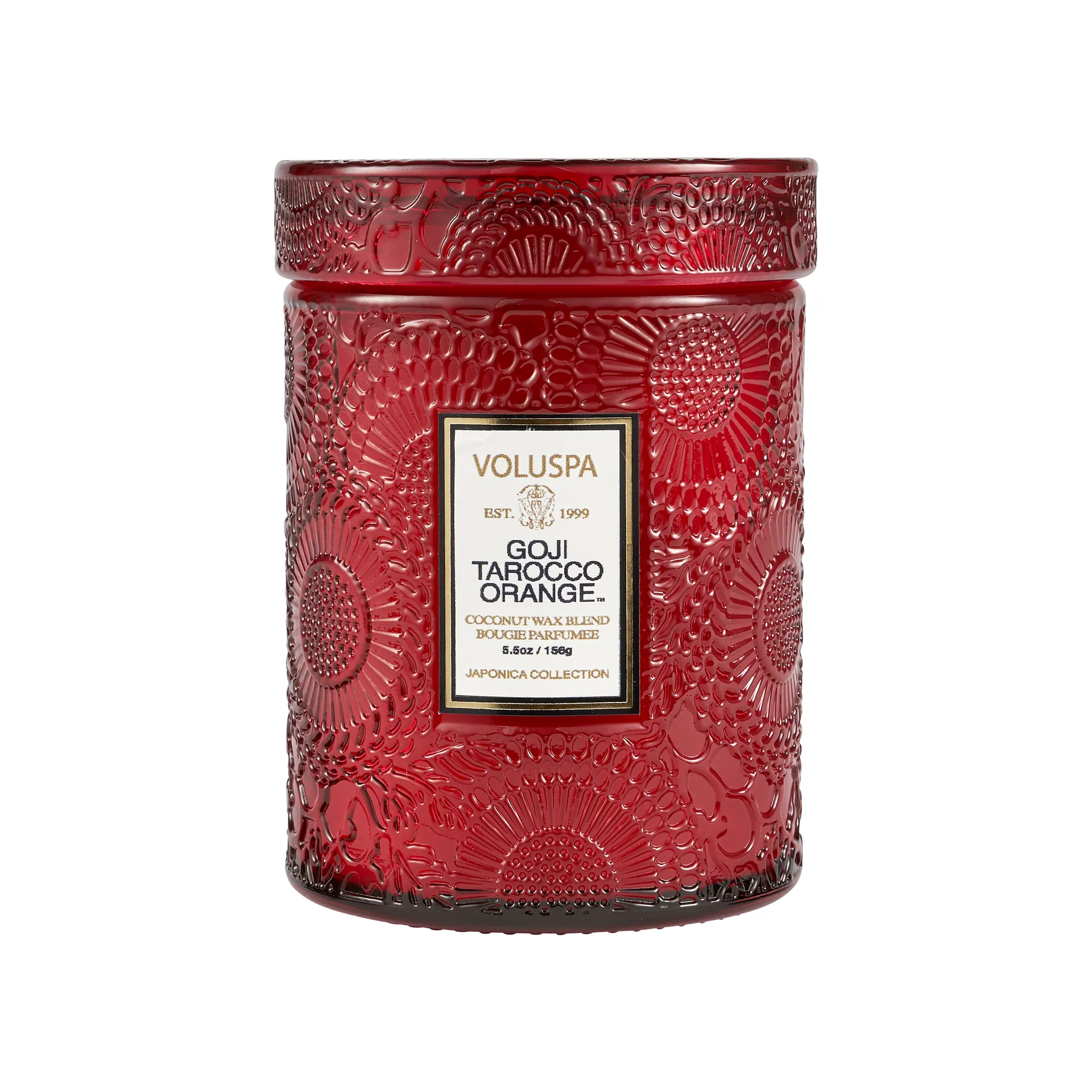 Bougie parfumée Japonica pot en verre 50 heures, Goji Tarocco Orange Voluspa
