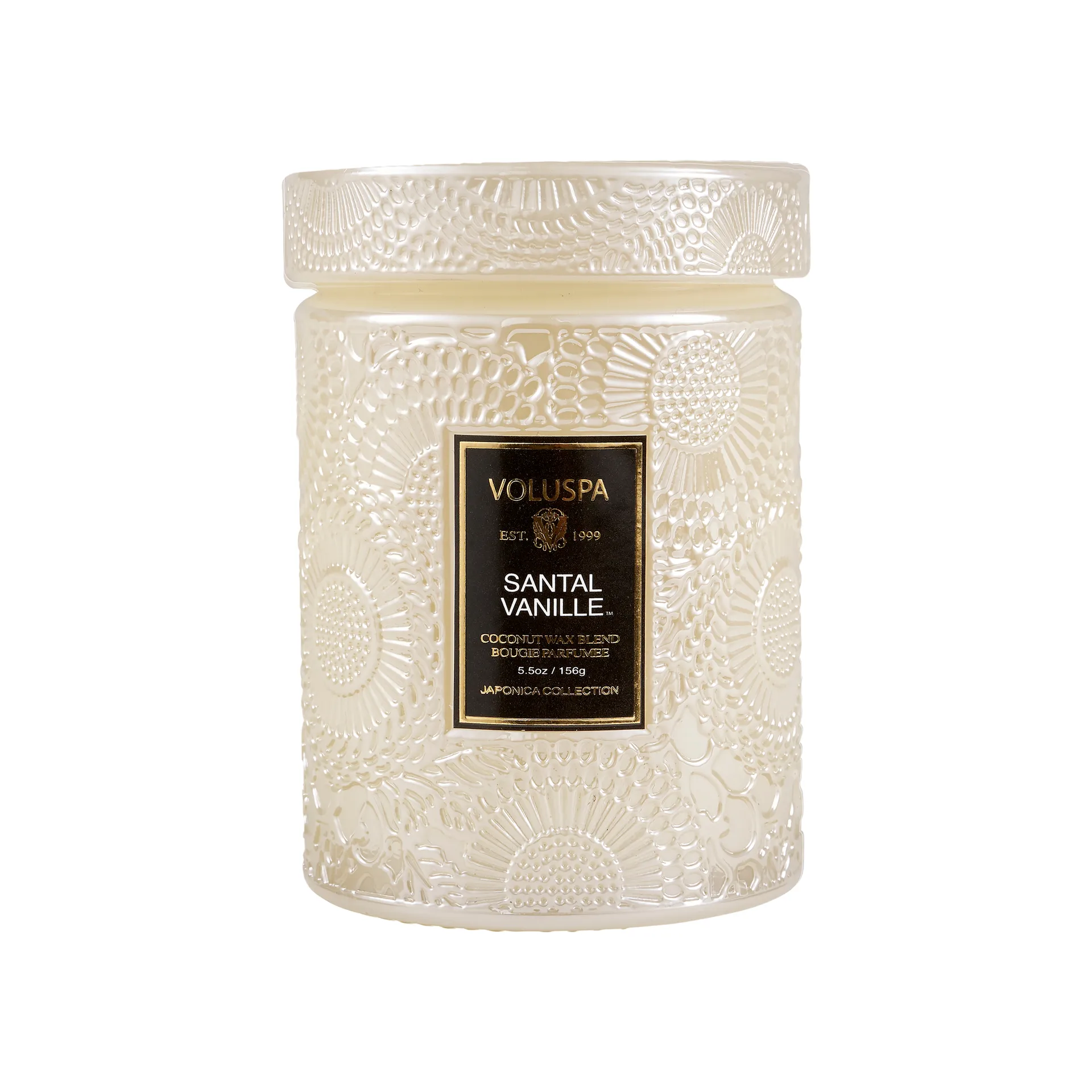 Bougie parfumée Japonica pot en verre 50 heures, Santal Vanille Voluspa