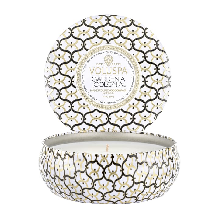 Bougie parfumée Maison Blanc 3-wick Tin 40 heures - Gardenia Colonia - Voluspa