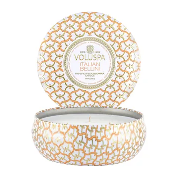 Bougie parfumée Maison Blanc 3-wick Tin 40 heures - Italian Bellini - Voluspa