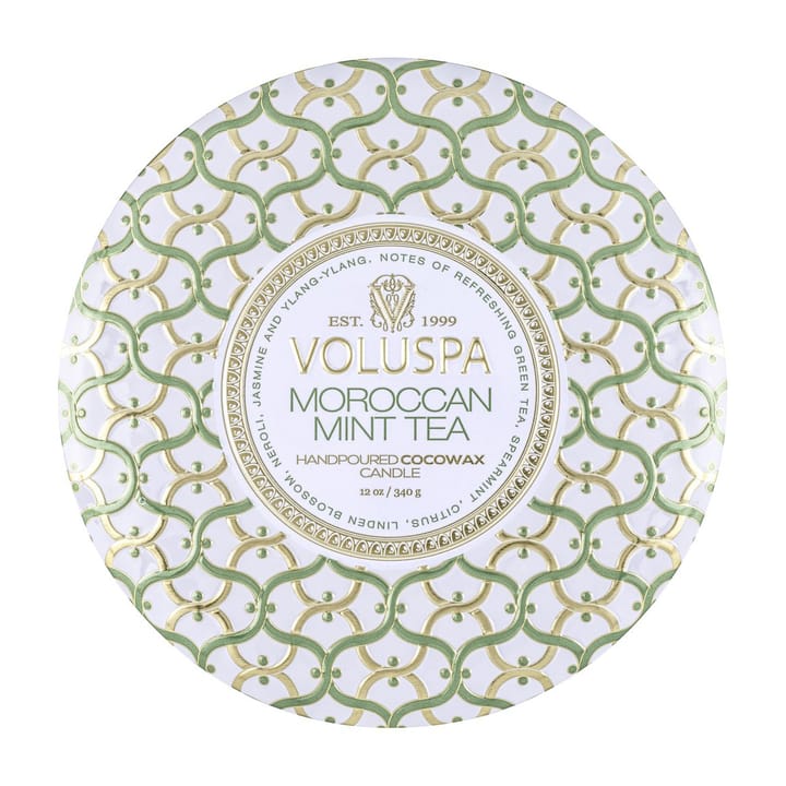 Bougie parfumée Maison Blanc 3-wick Tin 40 heures, Moroccan Mint Tea Voluspa
