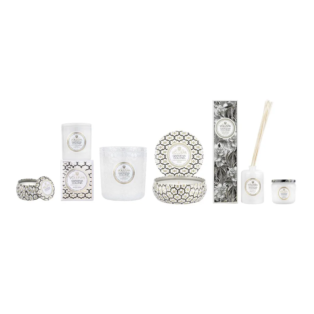 Bougie parfumée Maison Blanc Mini Tin 25 heures, Gardenia Colonia Voluspa