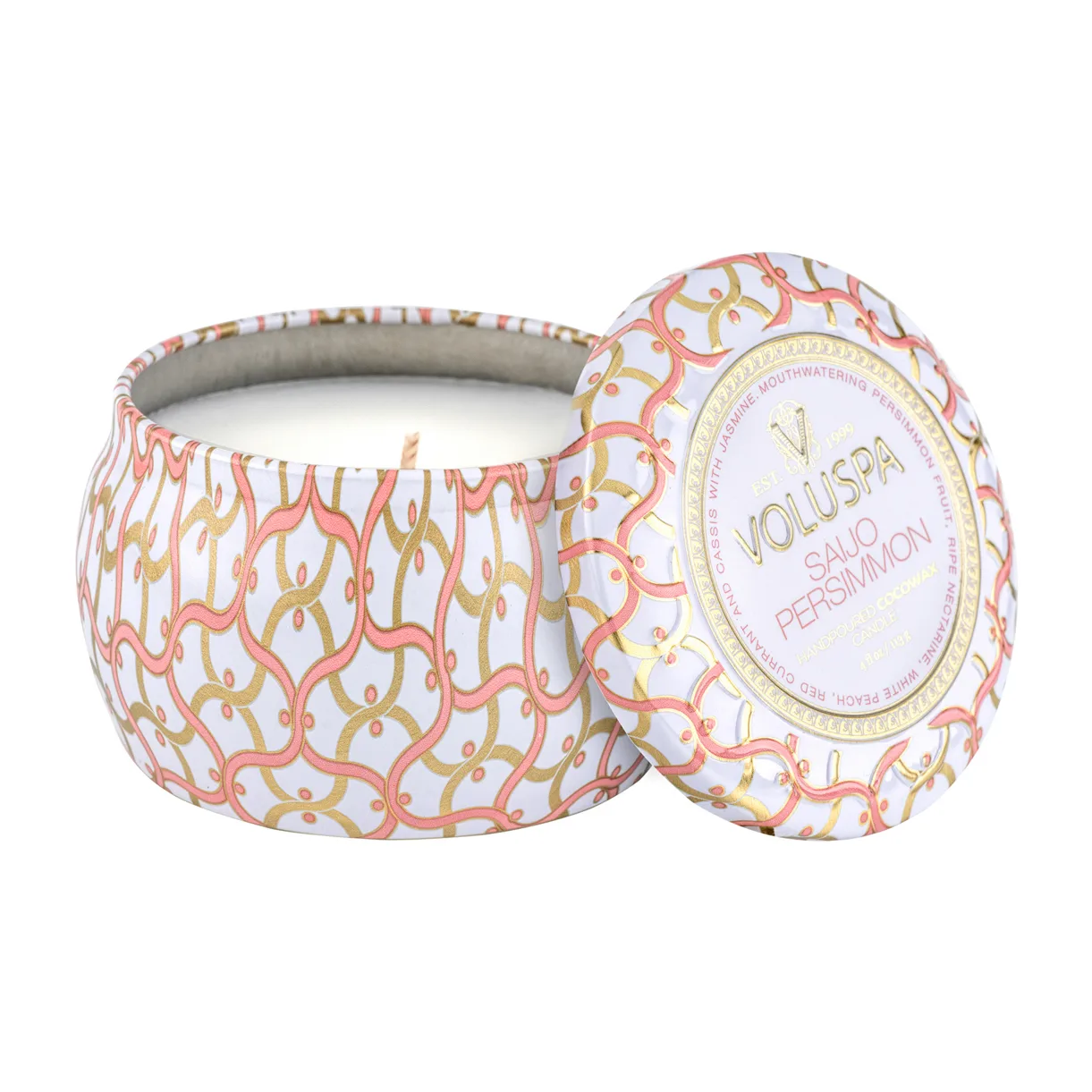 Bougie parfumée Maison Blanc Mini Tin 25 heures, Saijo Persimmon Voluspa