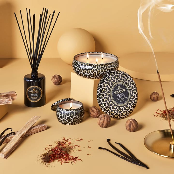 Bougie parfumée Maison Noir 3-wick Tin 40 heures, Ambre Lumiere Voluspa