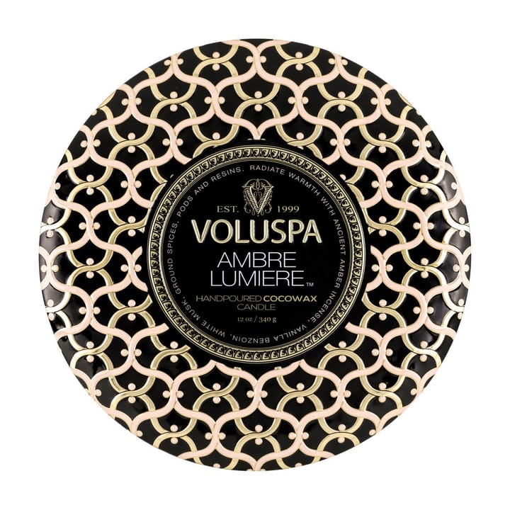 Bougie parfumée Maison Noir 3-wick Tin 40 heures, Ambre Lumiere Voluspa