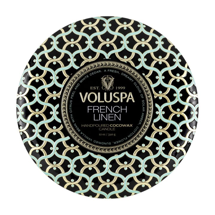 Bougie parfumée Maison Noir 3-wick Tin 40 heures, French Linen Voluspa