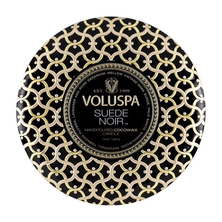 Bougie parfumée Maison Noir 3-wick Tin 40 heures, Suede Noir Voluspa