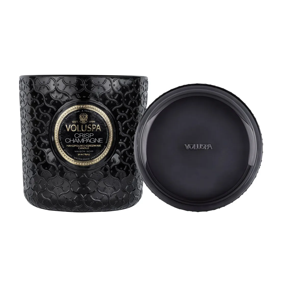 Bougie parfumée Maison Noir Luxe 80 heures, Crisp Champagne Voluspa