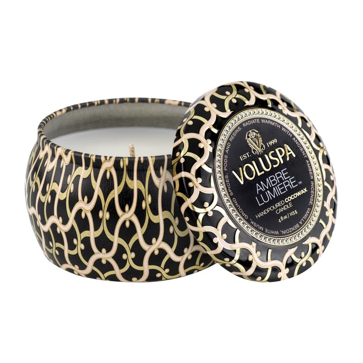 Bougie parfumée Maison Noir Mini Tin 25 heures - Ambre Lumiere - Voluspa