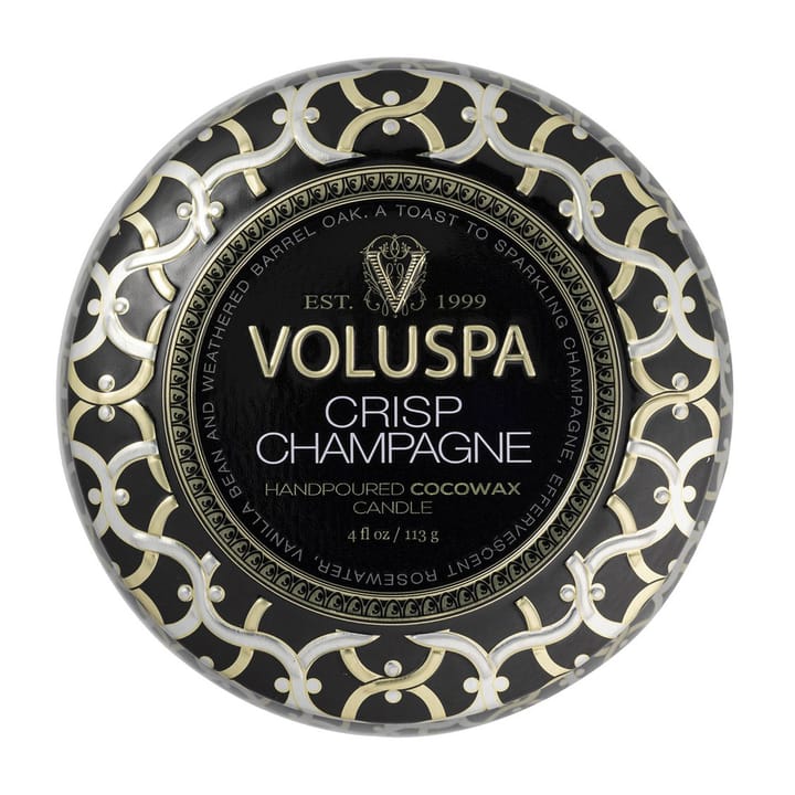 Bougie parfumée Maison Noir Mini Tin 25 heures, Crisp Champagne Voluspa