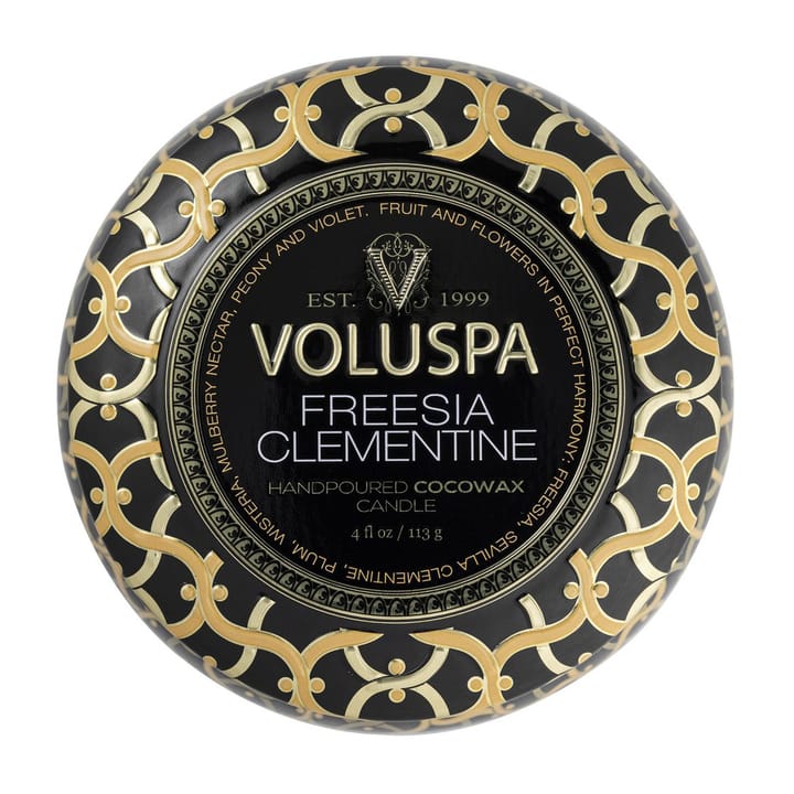 Bougie parfumée Maison Noir Mini Tin 25 heures, Freesia Clementine Voluspa